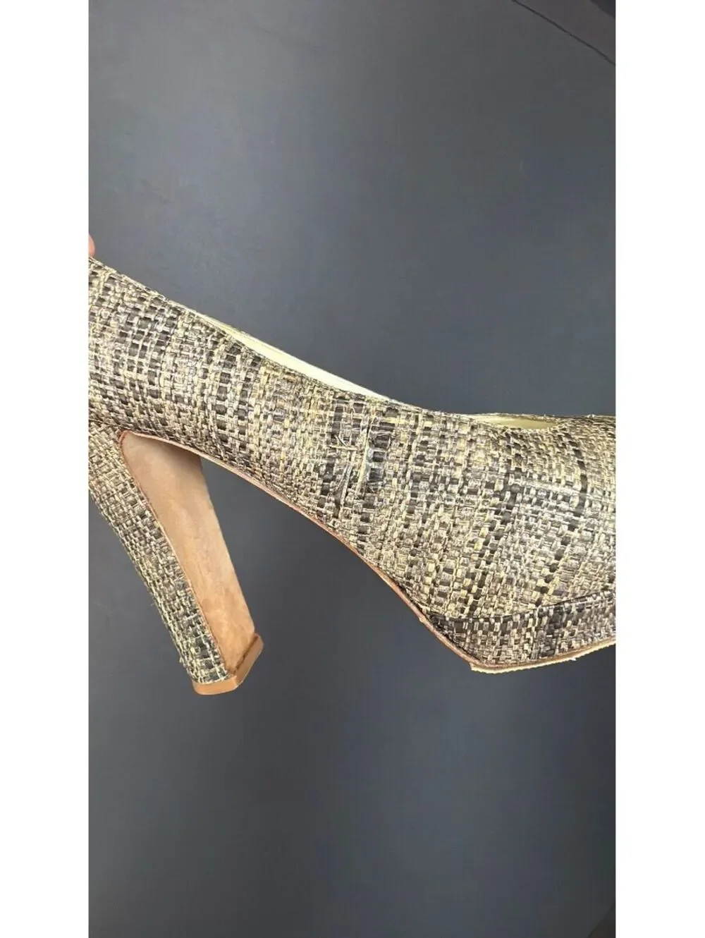 Chanel Gold Toe Woven Heel Size 42